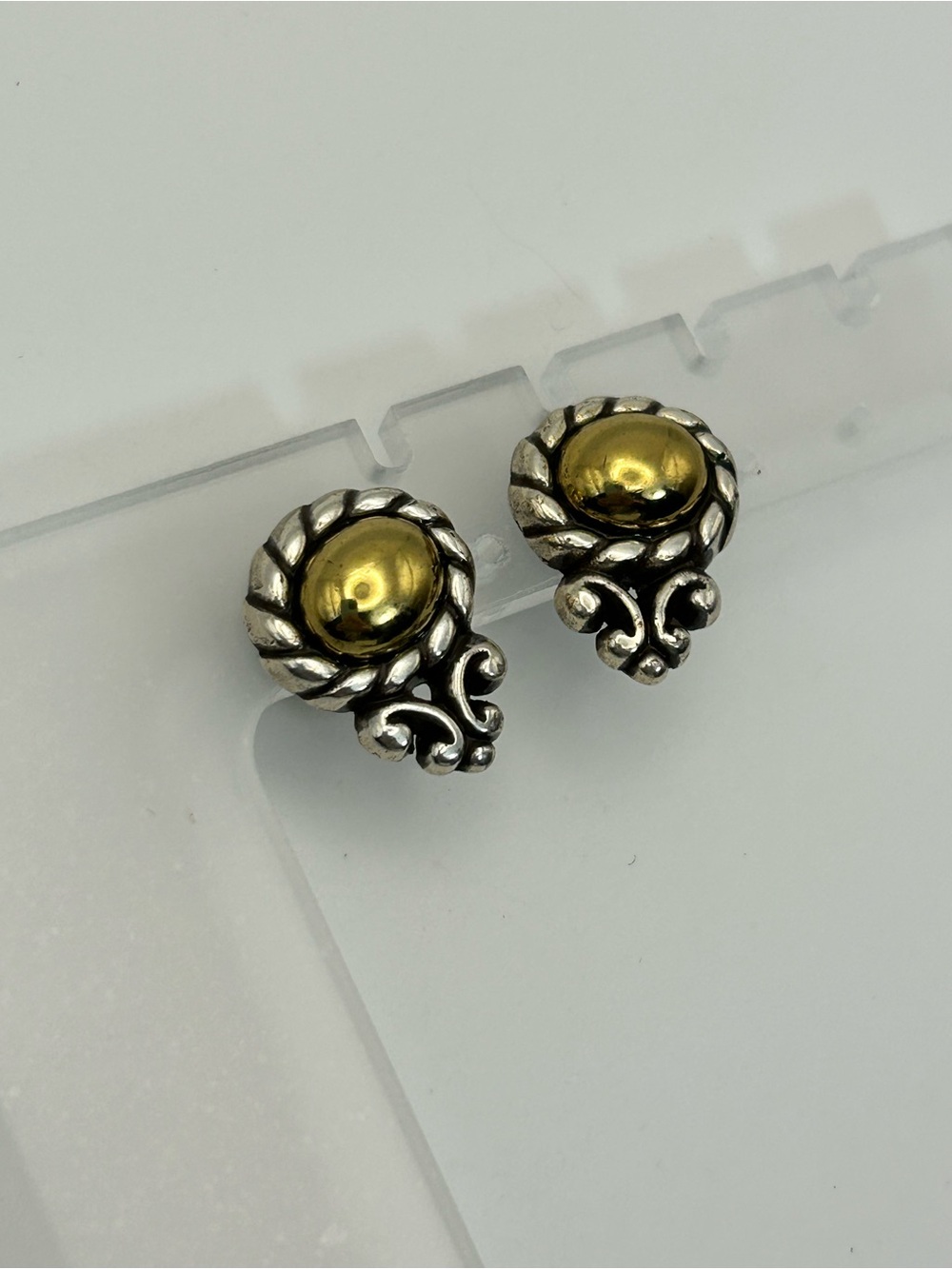 Brighton Moonglow Stud Earrings Two-tone Gold Silver Plated Posts Vintage
